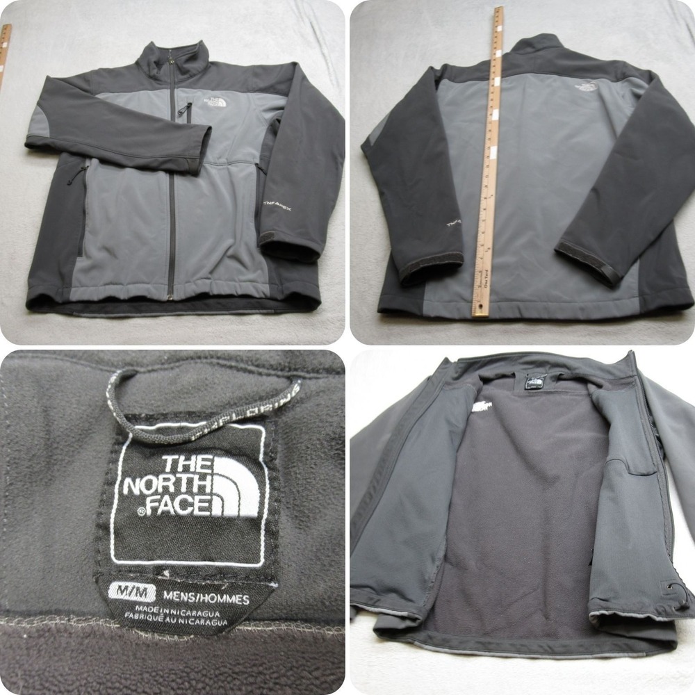 North Face Apex Jacket Men Medium Gray Full Zip Softshell Rain Wind Stretch